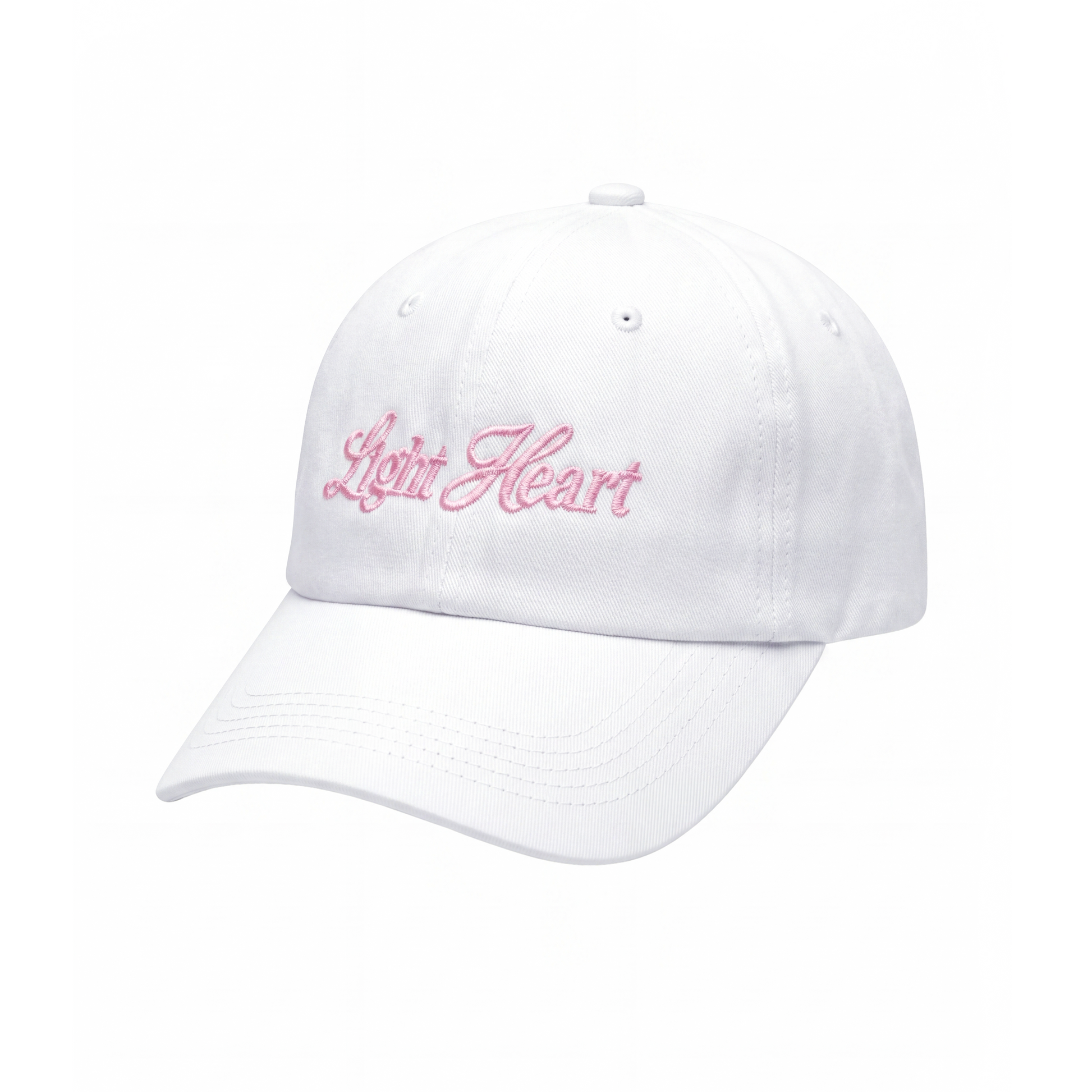 White cap with pink Light Heart logo